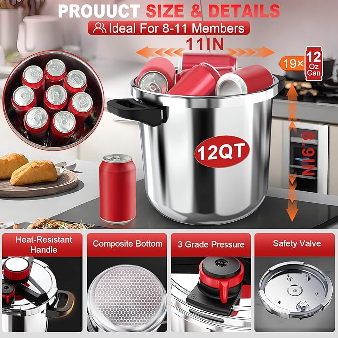 Olla a Presión Acero Inoxidable 11.8L RVGMBO miniatura 5