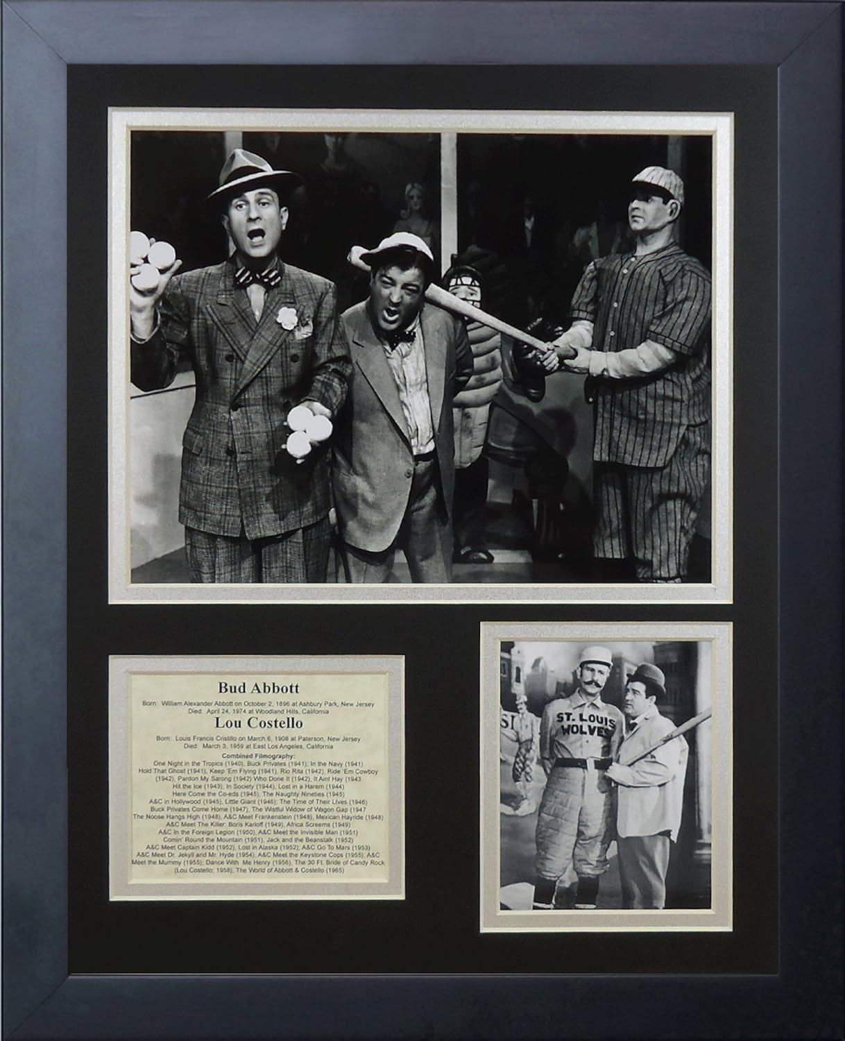 Legends Never Die "Abbott and Costello Framed Photo Collage, 11 x 14-Inch