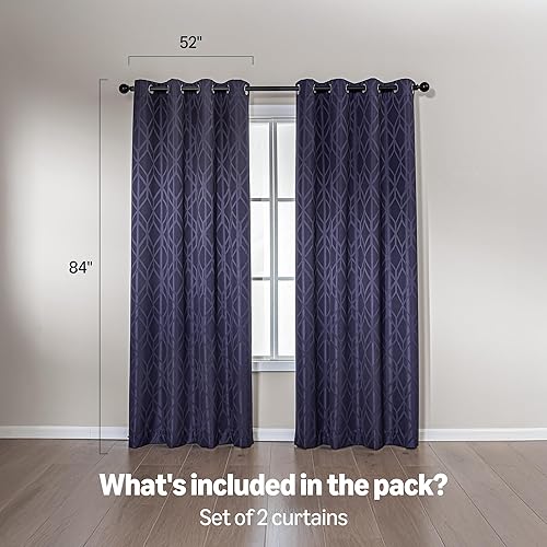 Miniatura 5 de Amazon Basics Cortinas Jacquard 100% opacas de 2 piezas, cortinas para sala de estar y dormitorio, tratamiento de ventana con aislamiento térmico,