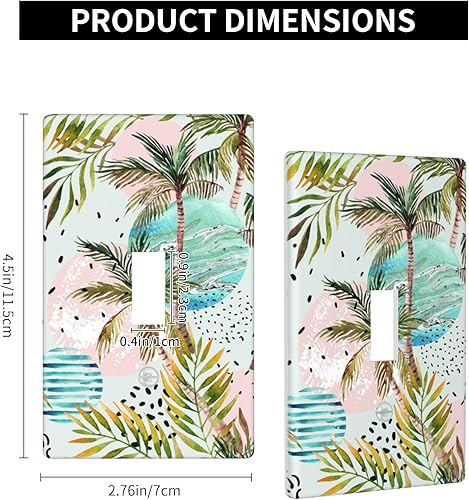 Miniatura 4 de Cubierta de placa de pared con patrón de palmera tropical, cubierta de interruptor de luz de 1 cuadrilla, cubierta decorativa de una sola palanca