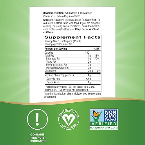 Miniatura 4 de Natures Way Aceite MTT combustible para cerebro y cuerpo de cocos apto para dieta keto y paleo orgánico sin gluten proyecto verificado sin OMG 16