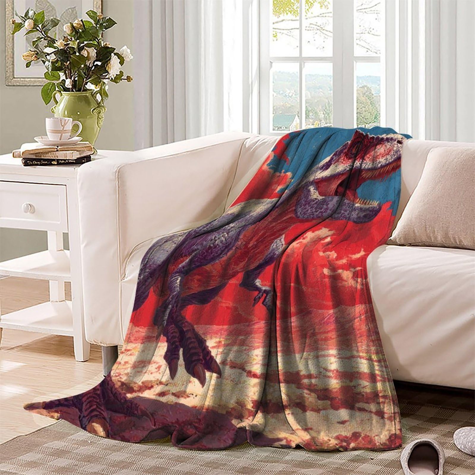 Disegno a Guazzo di un Dinosauro Ropa Cama Para Adolescente Estampada Manta De Felpa Cómoda Y Suave Y Esponjosa Adecuada Para Sofá Cama Sofá 80x90inch(200x230cm)