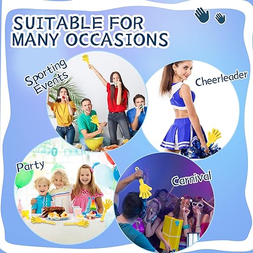 Miniatura 6 de 24 pinzas de mano amarillas Sunburst de 7.5 pulgadas que hacen ruido, regalos de fiesta, aplausos de plástico, eventos deportivos, felicitaciones,