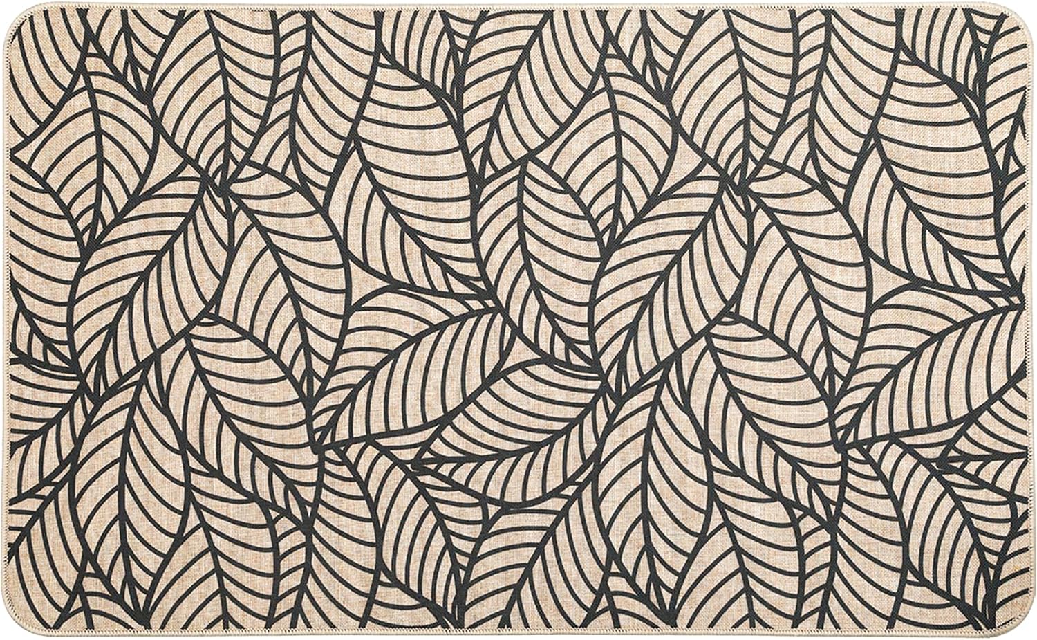 Jungle Printed Kitchen Mat 32" x 20" - Beige Leaves Design - Stylish & Durable - Ideal for Homeowners & Renters - Non Slip & Comfort Floor Mat