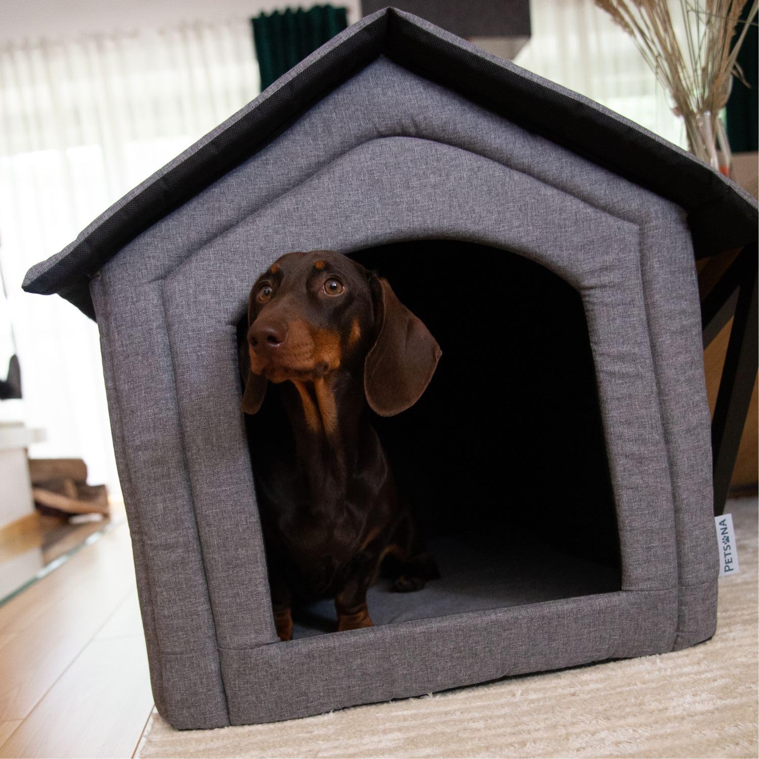 Grotta Per Cani Pieghevole Casa Per Cani Con Tetto Rimovibile Letto Per Gatti Animali Domestici Cuccia Per Cani Taglia XL, Grigio