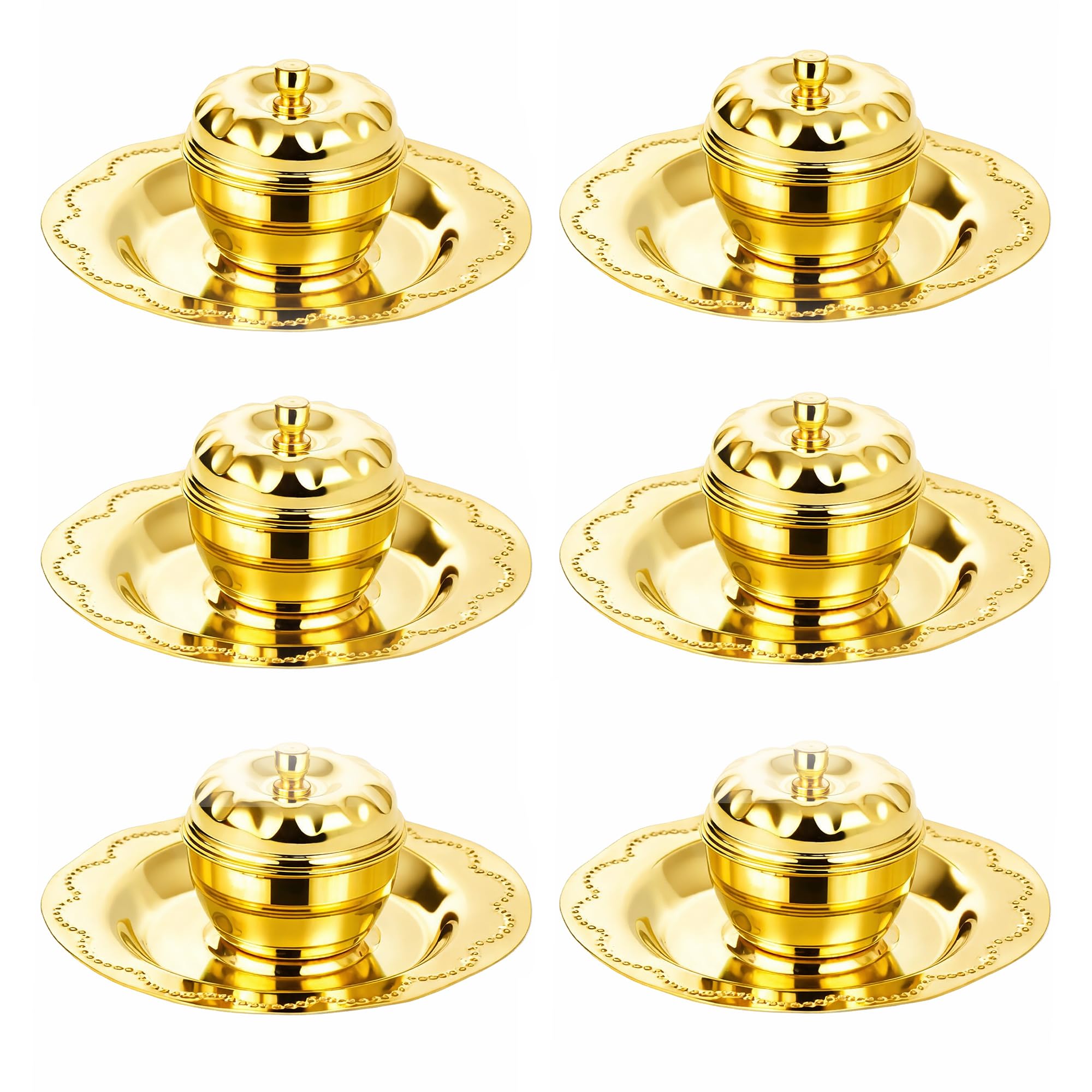 Putrika Brass kunguma chimizh| Puja | Roli | Chawal | Chandan | Haldi | Kumkum Box | Sindoor | Turmeric | Dabbi | Dibbi | Dhani | Dani Lid Holder KumKum | Navratri Gift- (Apple) (6) 1