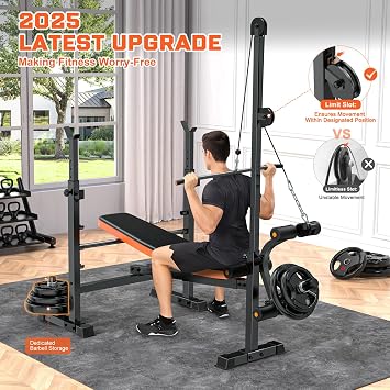 Fostoy 800lbs 8-in-1 Weight Bench Lat Pulldown