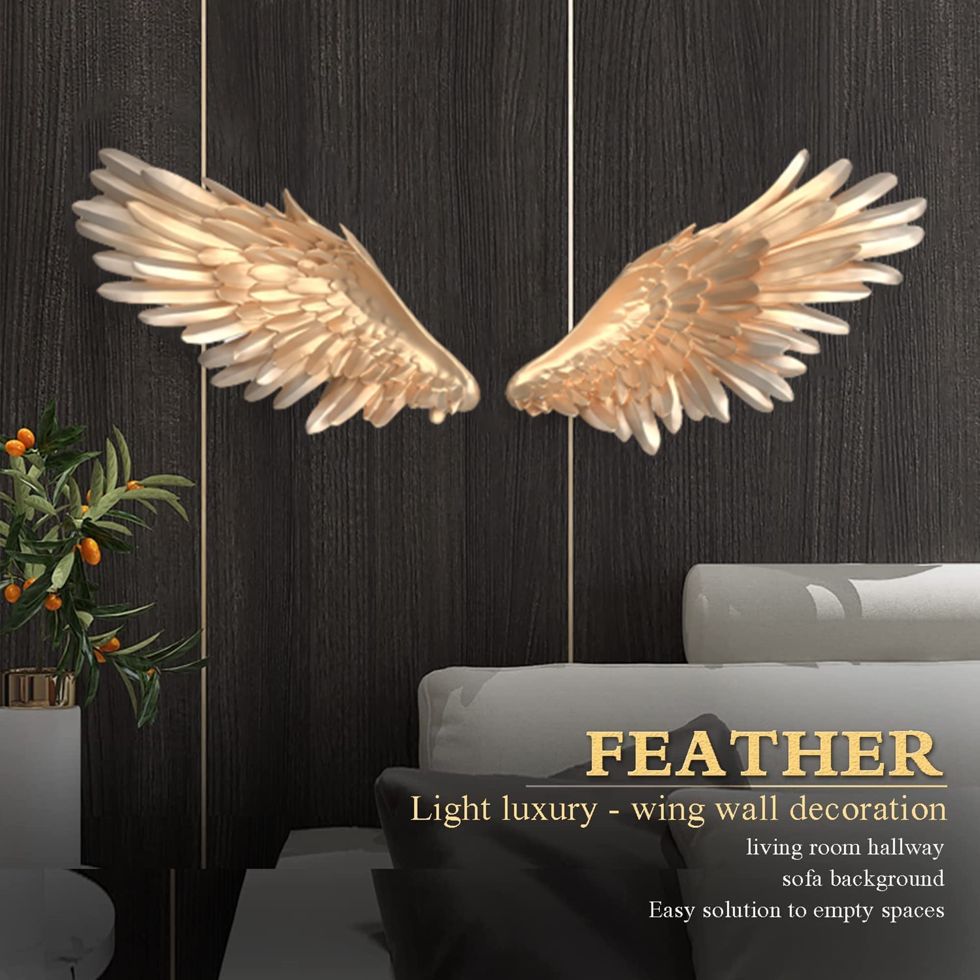 Amazon.co.jp: 天使の羽壁掛け、羽飾り2個セット、吊り下げ羽壁彫刻