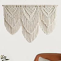 Vista 10 de guzhiou Tapiz grande de macramé para colgar en la pared, tapiz bohemio para decoración de pared, elegante tapiz bohemio hecho a mano, decoración