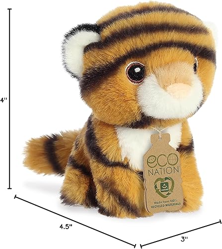 Miniatura 5 de Aurora® Animal de peluche Eco Nation™ Mini Tiger hecho de forma responsable, ideal para aventuras de juego, perfecto para cumpleaños o simplemente