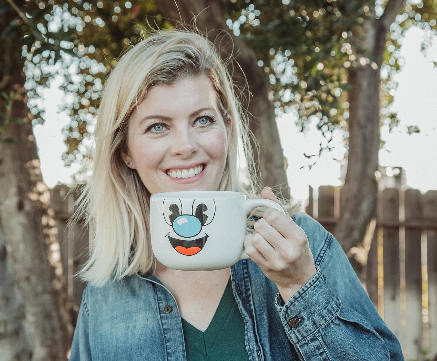 Toynk Cuphead Mugman Ceramic Coffee Mug and Straw | Large Coffee Cup For Tea, Espresso, Cocoa | Holds 20 Ounces
