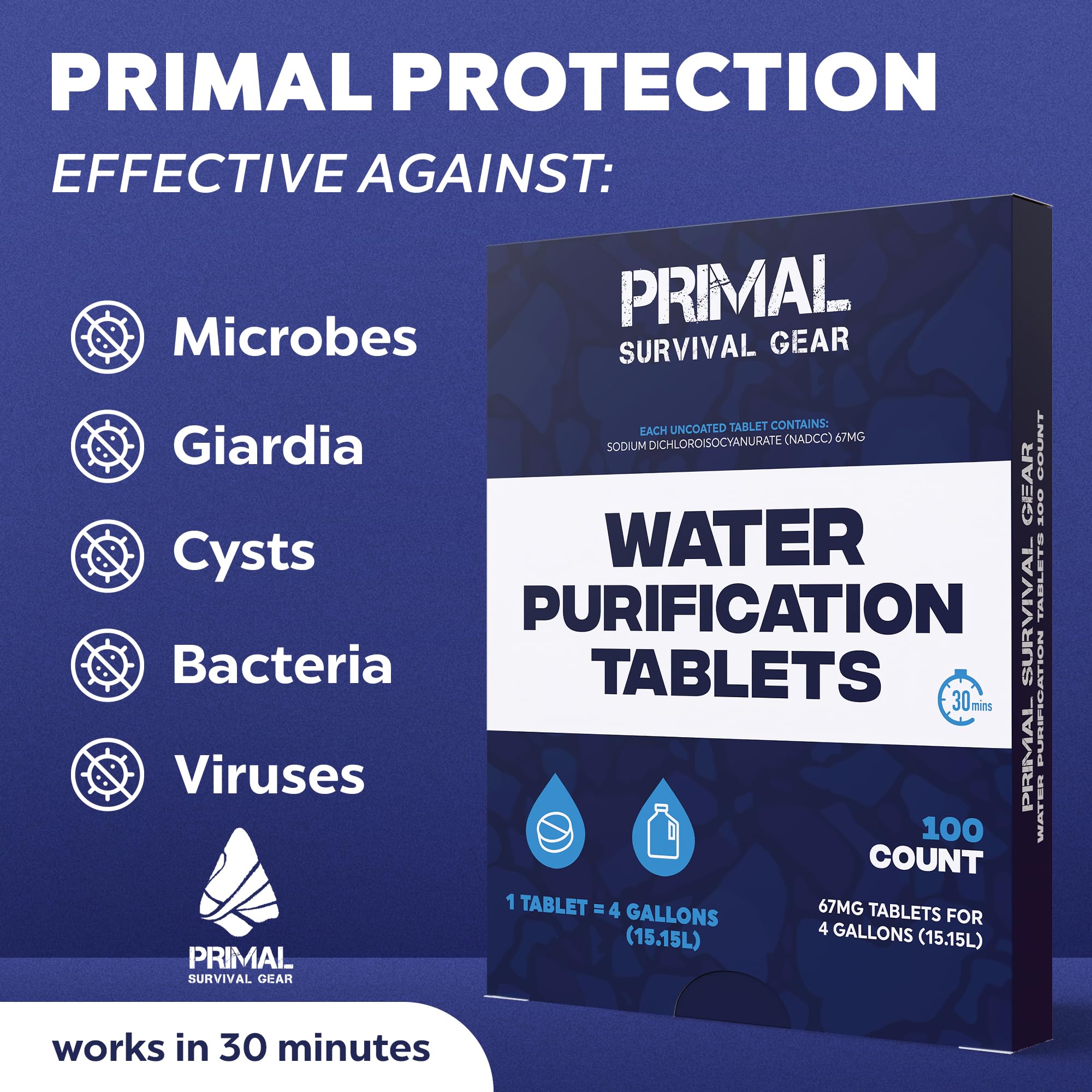 Tabletas purificadoras de agua, tabletas de purificación de agua para agua de emergencia, senderismo, camping, supervivencia, emergencia, sistema de filtración de agua potable, pestañas de