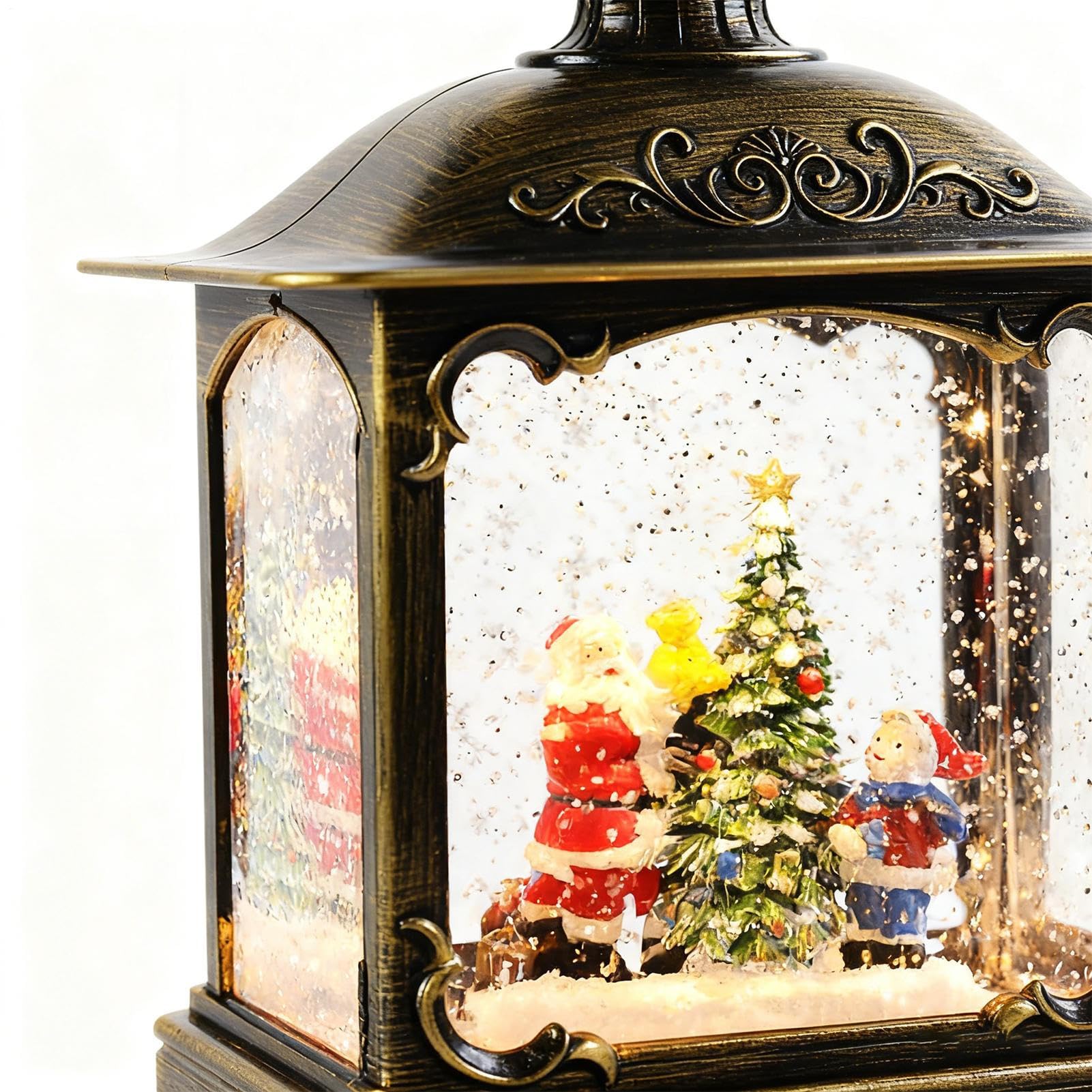 Globi Di Neve Natalizi Babbo Natale e Pupazzo di Neve | Globi di Neve Musicali Notturne Per Feste Scrivania Tavolo Scaffale Ufficio Cortile Patio