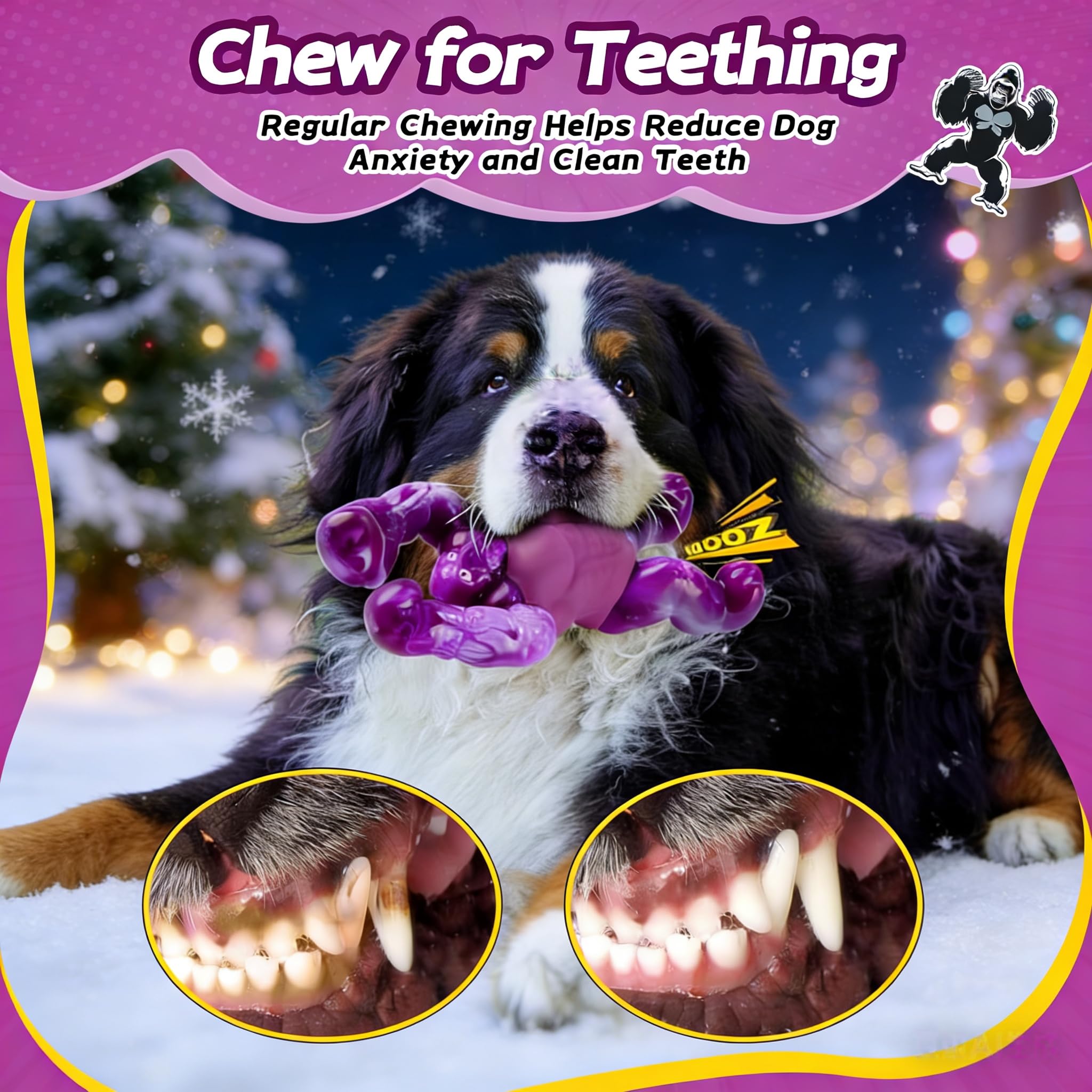 Juguetes indestructibles para perros para masticadores agresivos, juguetes masticables extremadamente resistentes para razas medianas y grandes (20-80 libras), juguete de limpieza de dientes con sabor