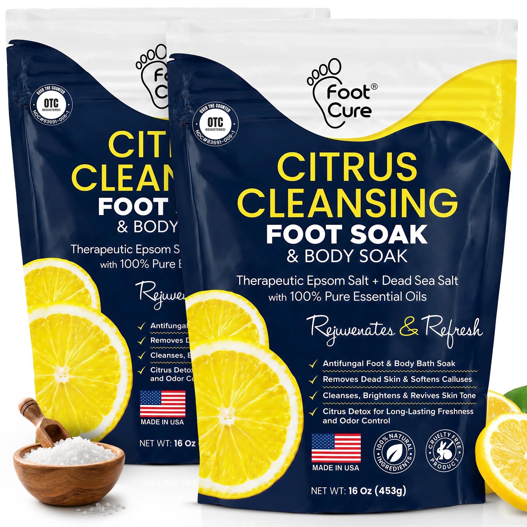 Citrus Detox Epsom Salt Foot Soak, Cleanses Brightens &amp; Revives Skin Tone