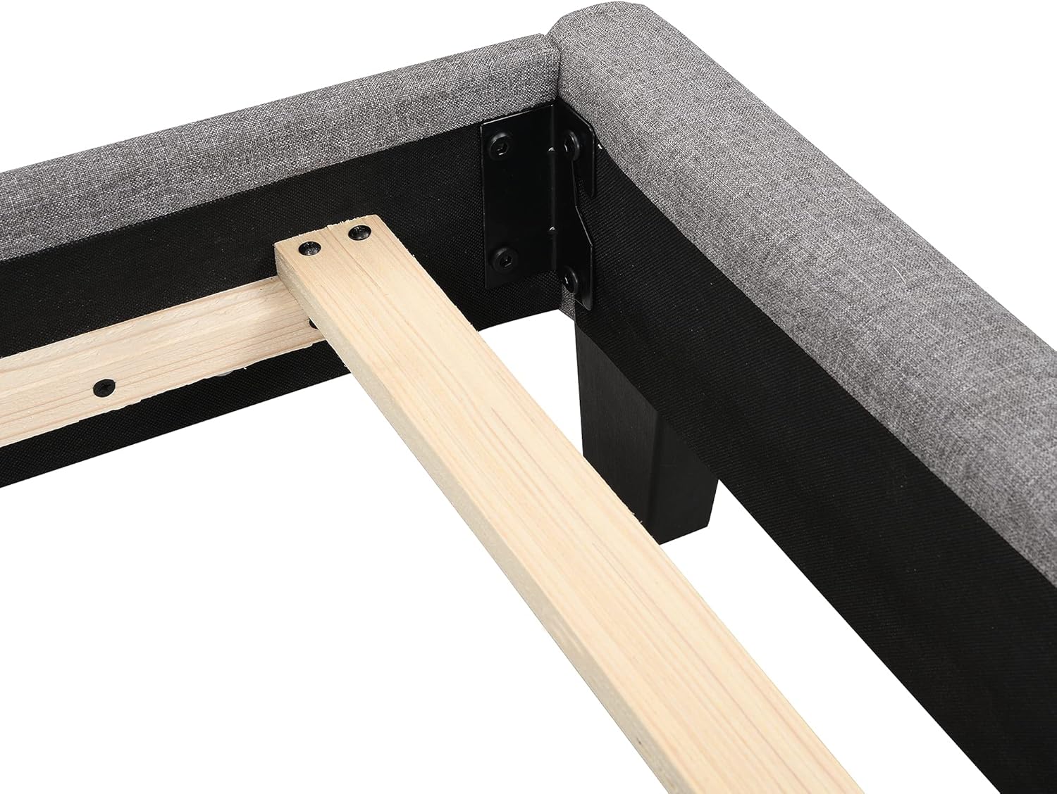 Queen Size Platform Bed Frame with Fabric Upholstered Headboard and Wooden Slats Support, Fully Upholstered Mattress Foundation/Box Spring Needed/Easy Assembly (Grey)