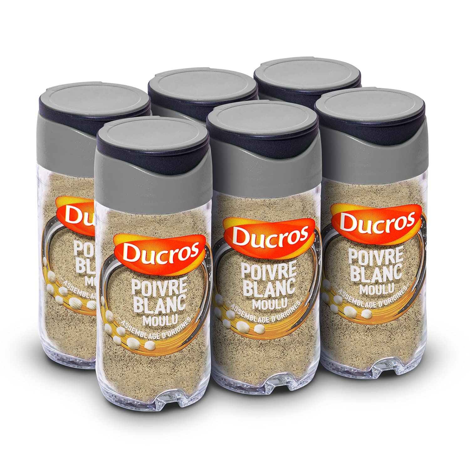 DUCROS - Pimienta blanca molida, No. 8, clásica, 36 g, 6 piezas