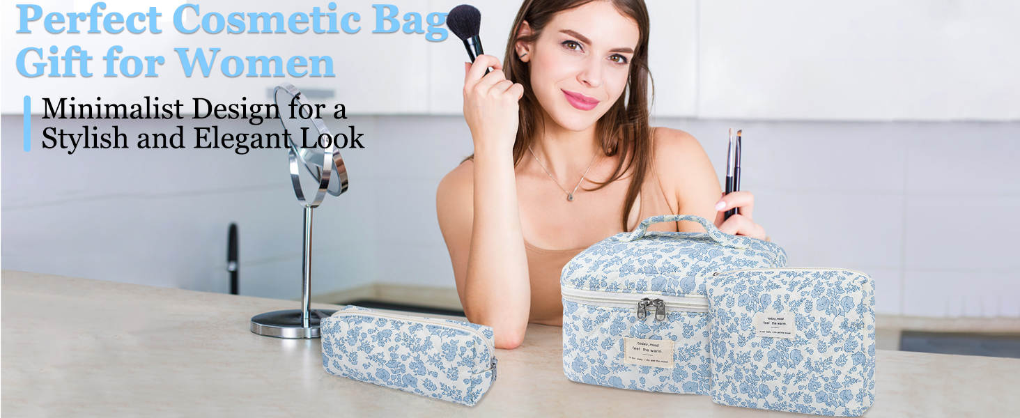 Amazon.com: Makeup Bag, Large Quilted Cosmetic Bag, Big