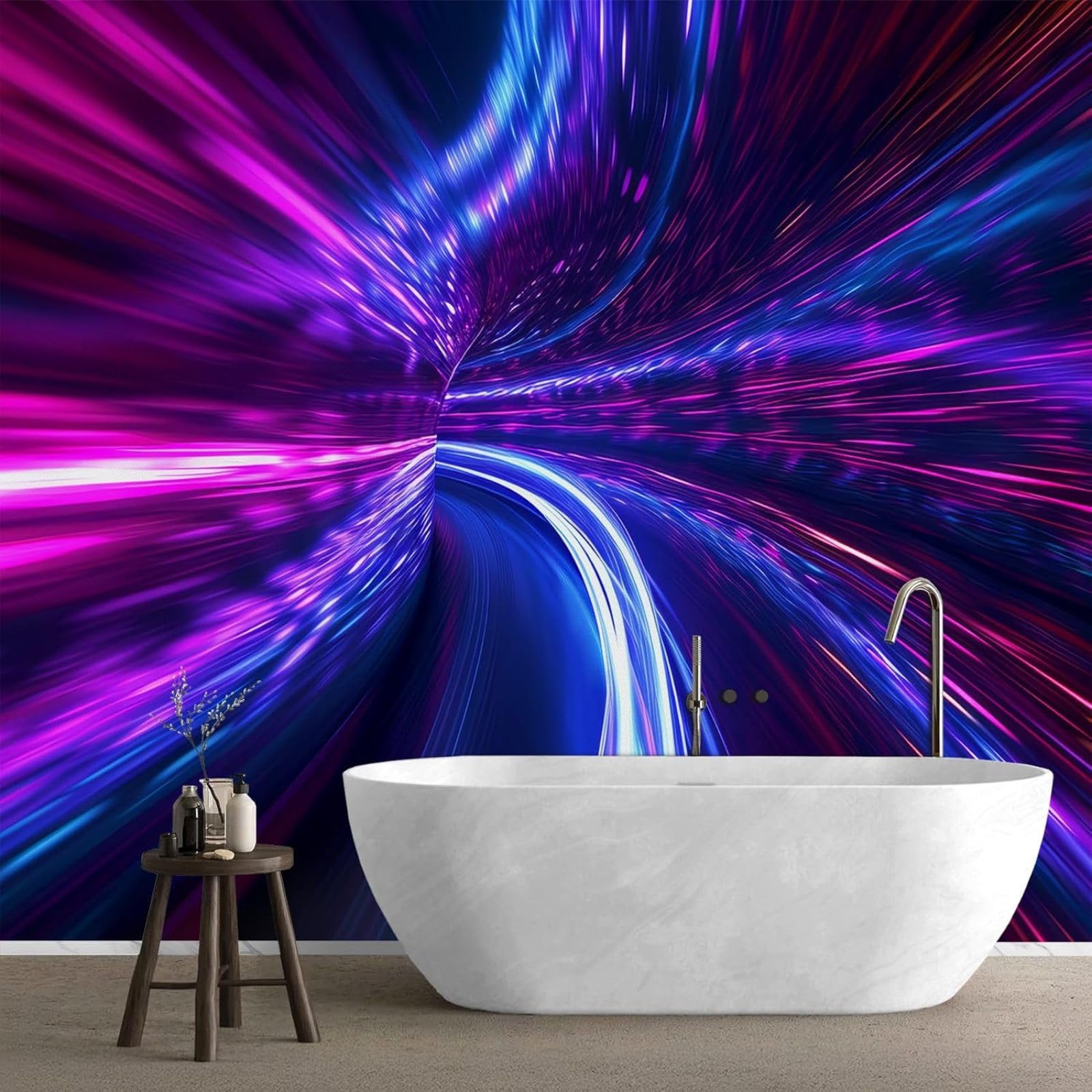 Kfjhgbdshhj 3D Mural Photo Wallpaper Optical Illusion 3D Neon Non-Woven Modern Living Room Bedroom Children's Room Decoration Motif Wallpaper,200Cmx140cm Wall Sticker - Background Wall - Painting - Poster
