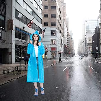 3 Poncho Antipioggia Trasparenti In EVA - Impermeabili Riutilizzabili Con Cappuccio Per Adulti - Foto 3