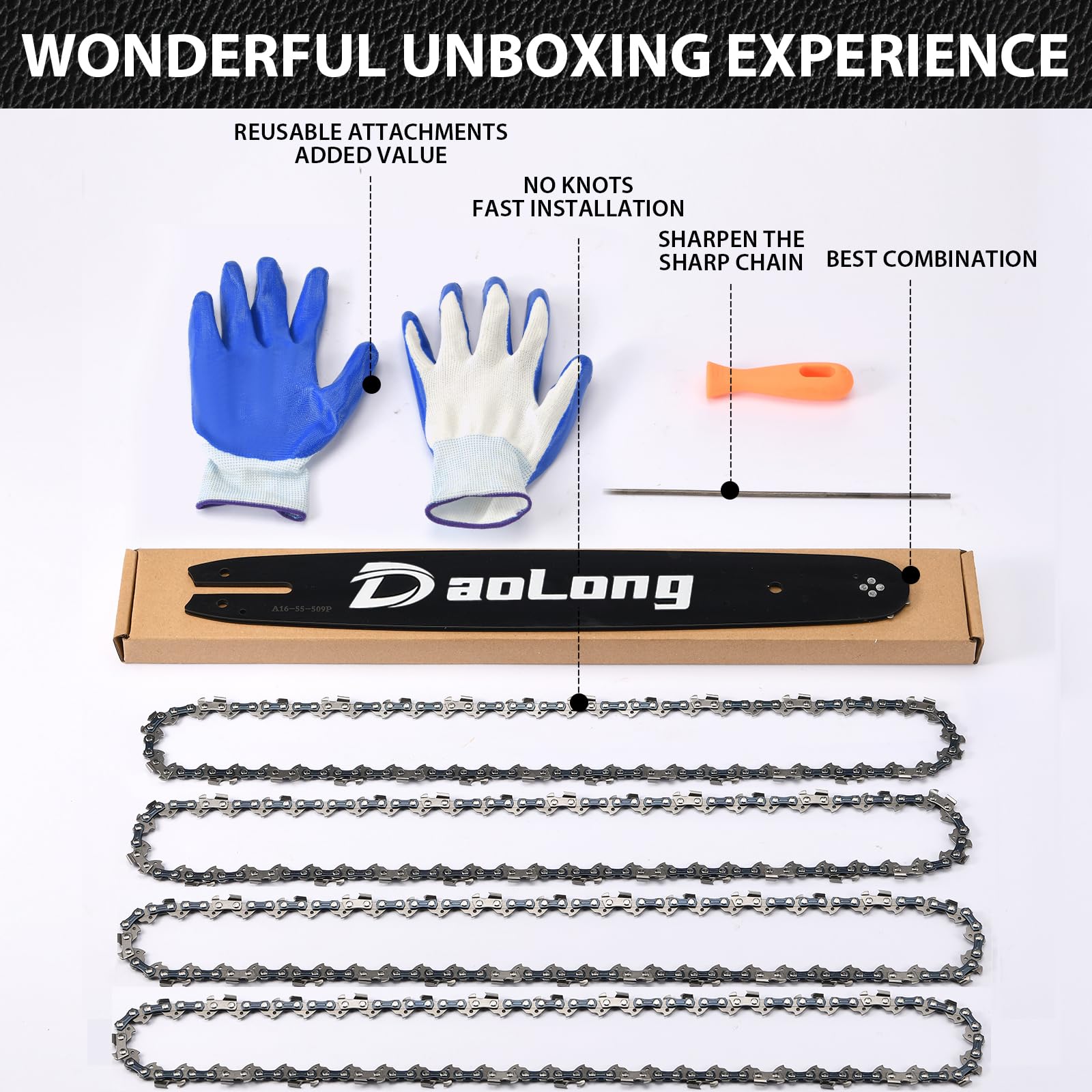 Combo de barra de motosierra de 16 pulgadas y cadena – paso LP de 3/8 pulgadas calibre .50 pulgadas, 55 eslabones de transmisión para MS170/MS180c/Stihl MS170 Bar/16 cadena de motosierra – Kit
