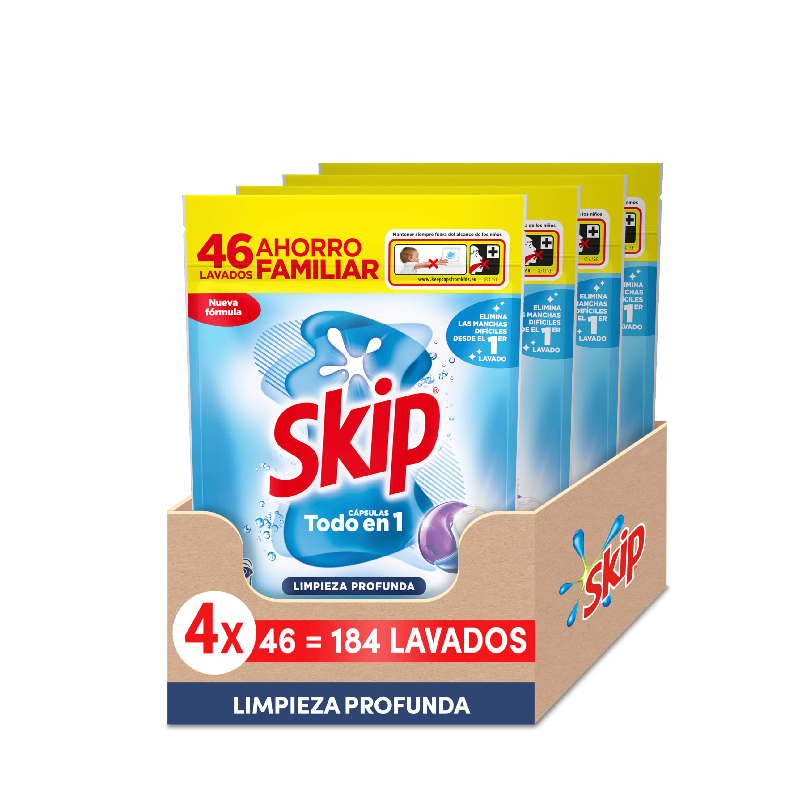 Skip Detergente en Cápsulas Limpieza profunda, 4 x 46 lavados