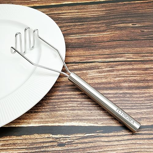 Miniatura 4 de FLYINGSEA Triturador de patatas, triturador de patatas de acero inoxidable, profesional 18-8 de acero inoxidable, triturador de verduras,