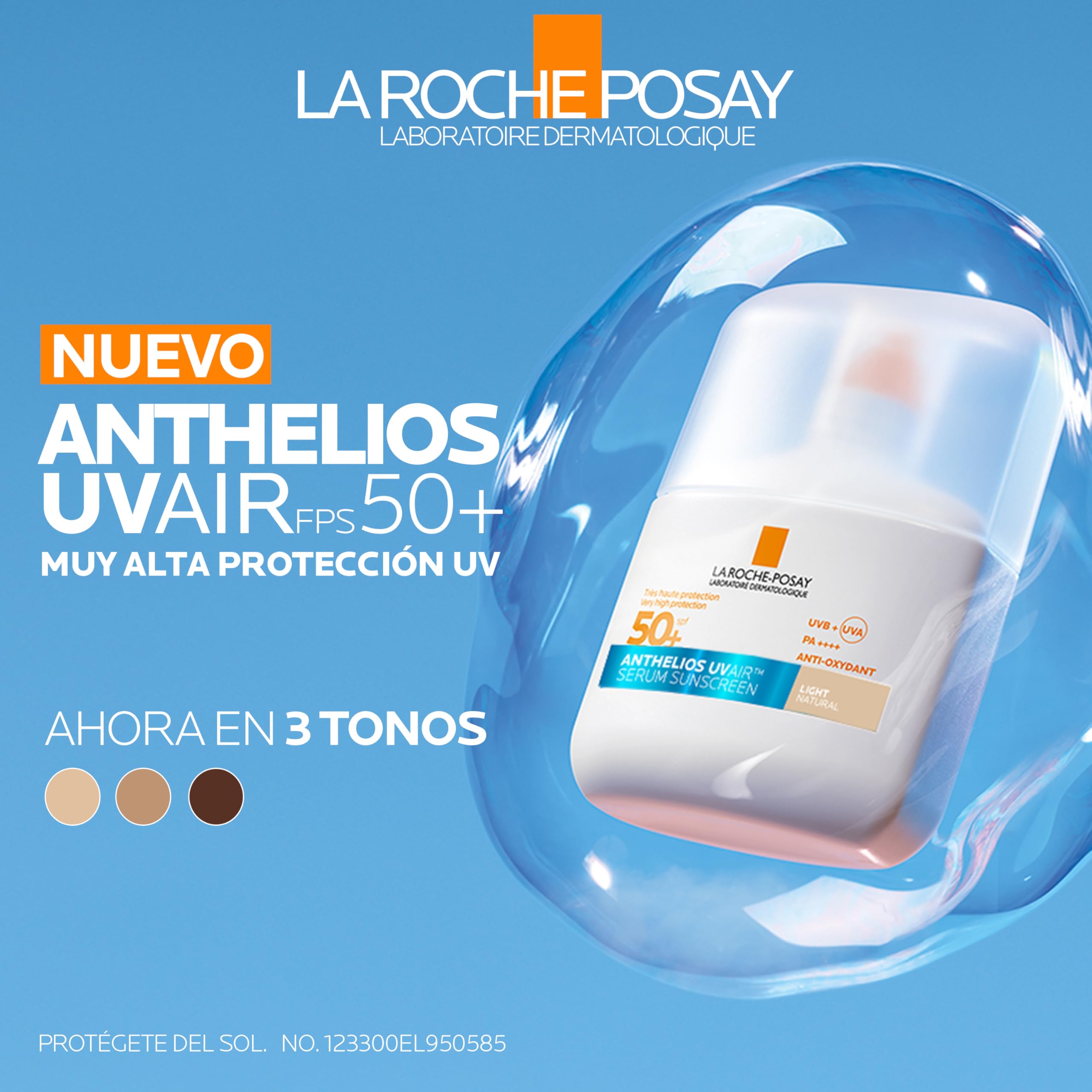 La Roche-Posay Anthelios UVAir SPF50+ Tinted Fluid Light 50ml – Invisible Weightless Facial Sunscreen with a Natural Light Tint, Very High UVA/UVB Protection for Sensitive Skin