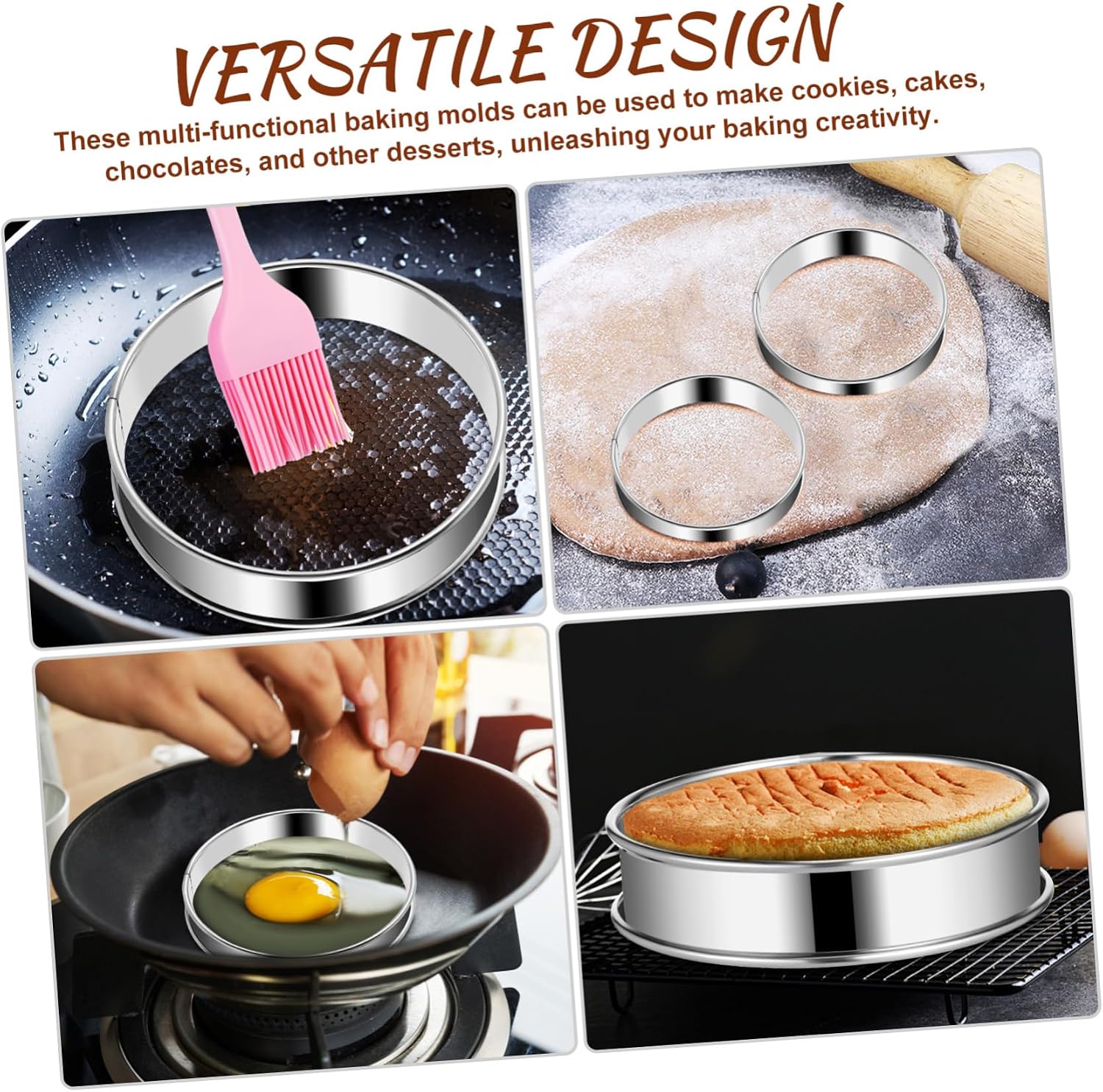 VALICLUD Round Cake Molds Biscuit Cake Mold Nonstick English Muffin Ring Baking Tart Rings Pastry