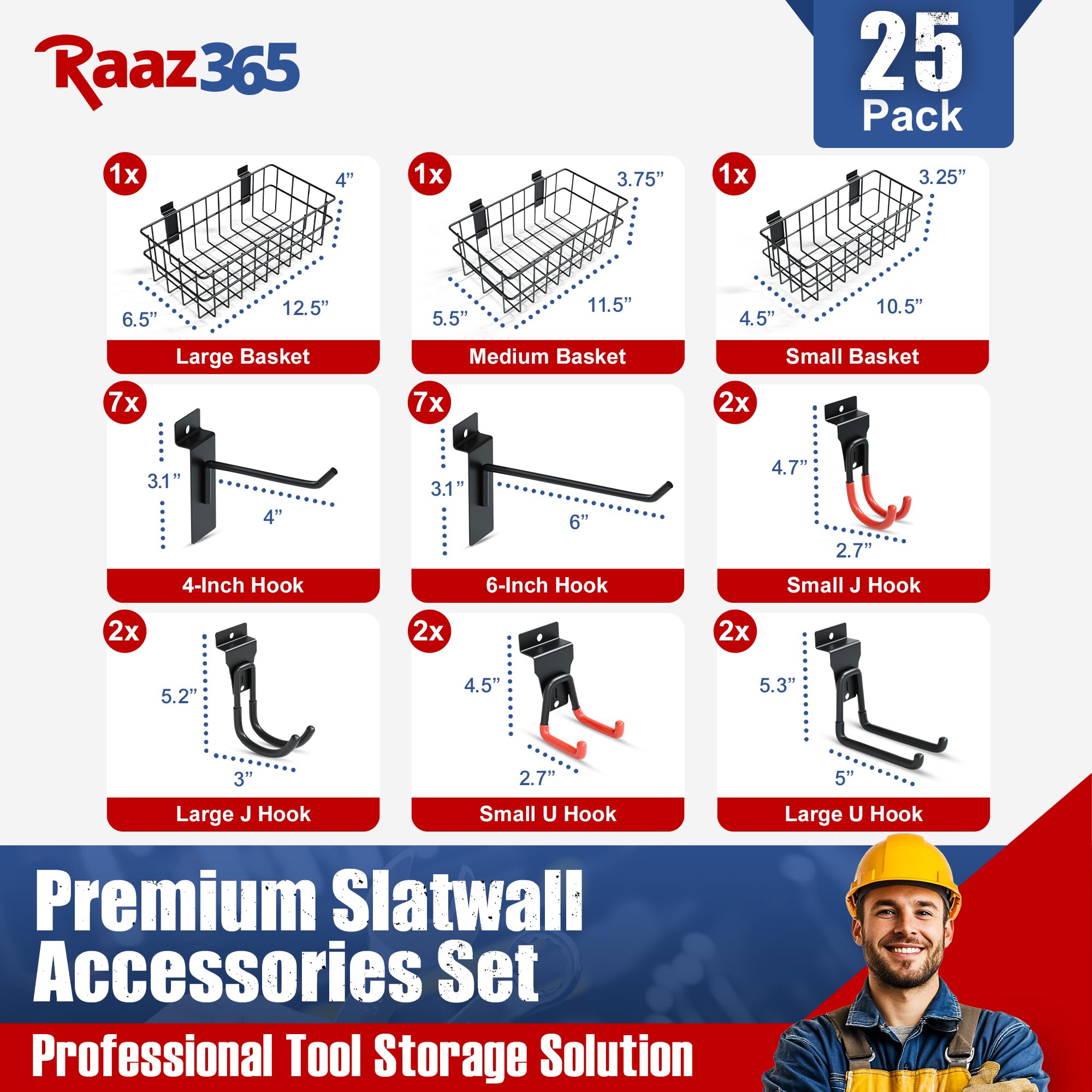 25pcs Slatwall Accessories Kit 22 Pcs Slatwall Hooks And 3 | Desertcart - View #5