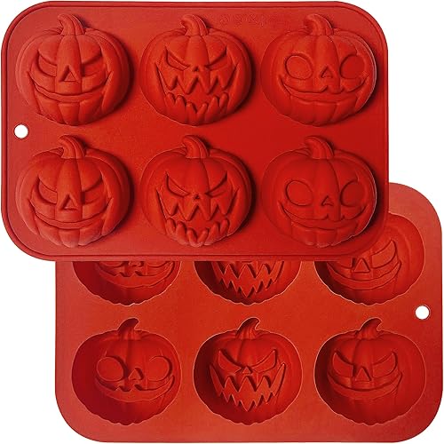 2 moldes de silicona para calabaza de Halloween para caramelos de chocolate, moldes de calabaza de Halloween 3D de silicona para gomitas de caramelo