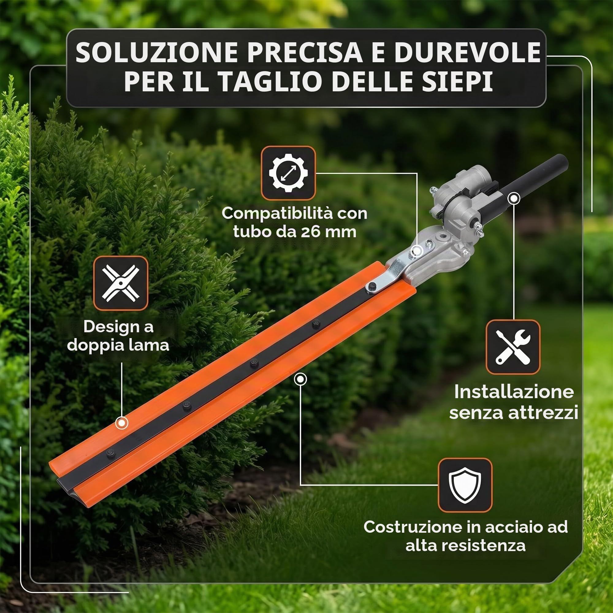 Testina per Tagliasiepi, Parti di Ricambio per Tagliasiepi da 26 Mm per Tagliasiepi da Giardino