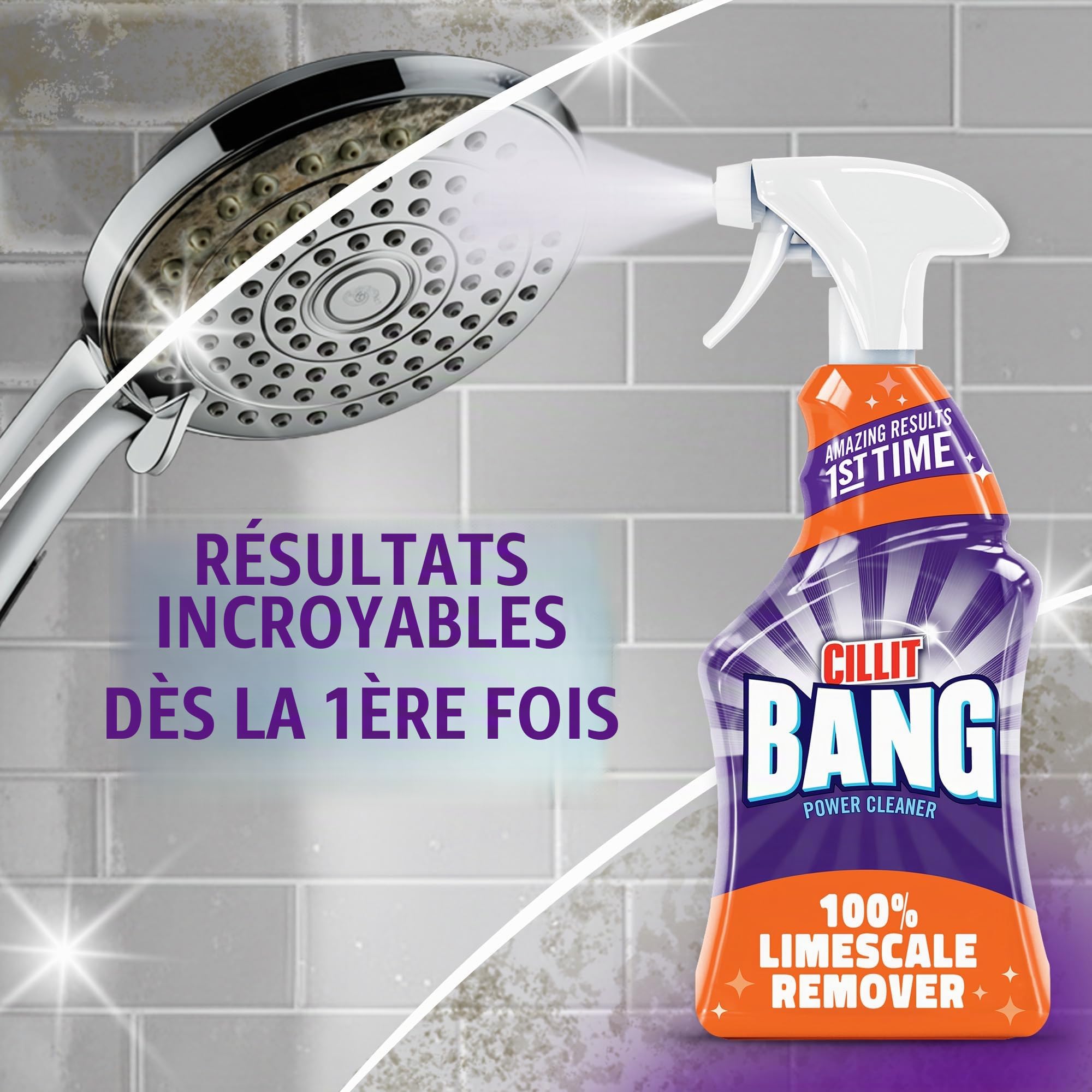 Cillit Bang Lot de 6 détartrants, 750 ml chacun, utilisation dans les douches, salles de bains, cuisine, élimine le calcaire, la saleté et la rouille