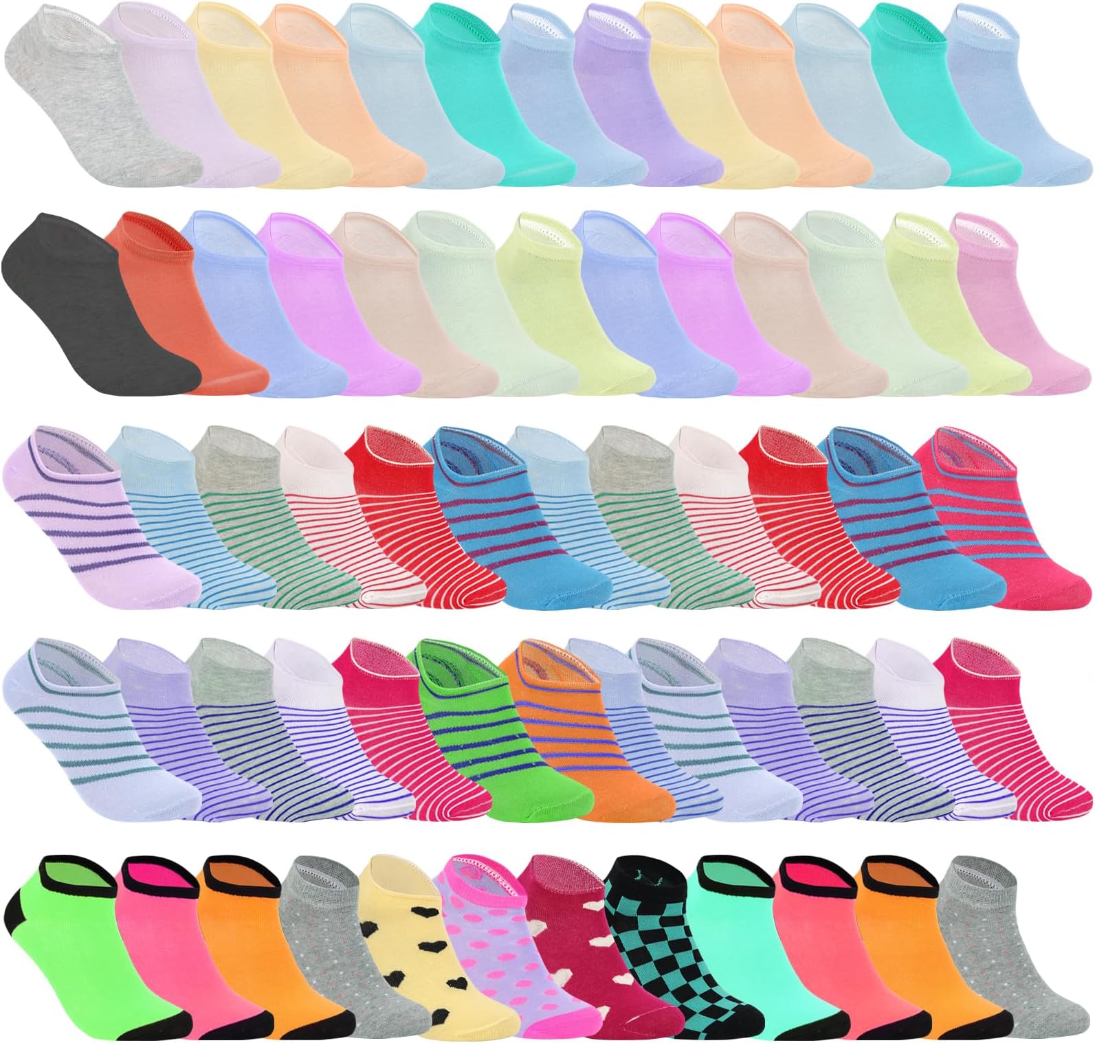 Sophproton200 Pairs Womens Various Sample Socks Low Cut Ankle Socks Bulk Pack Value Sock for Women Teens Donations