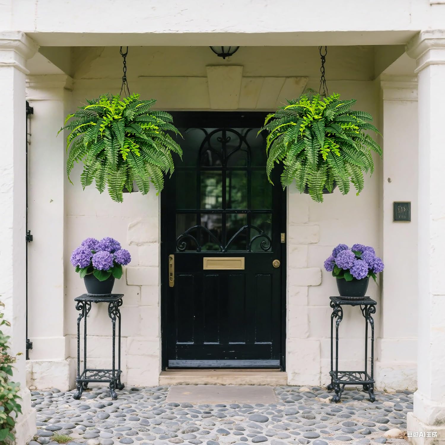 43" Faux Fern Large Fake Ferns Bush,Artificial Ferns with 60 Fronds for Outdoors Indoors,Large Fake Boston Green Plants,UV Resistant Look Real Plastic Faux Plants for Home Office Garden Porch Decor - Image 2