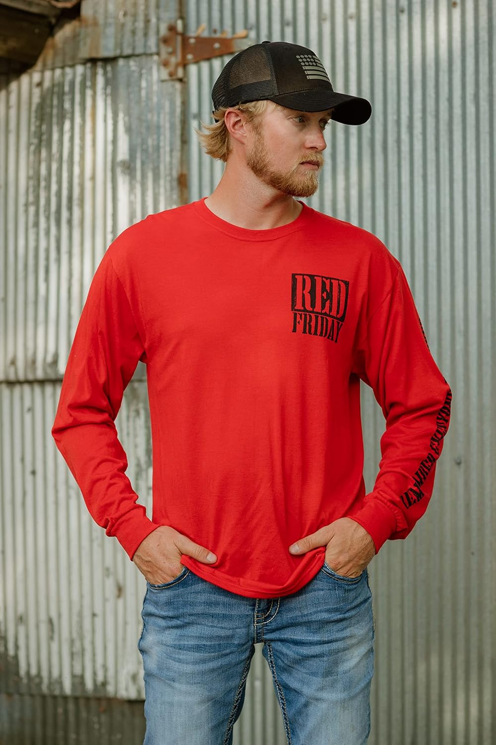 Bone Head Outfitters R.E.D. Flag - Red Friday Long Sleeve T-Shirt