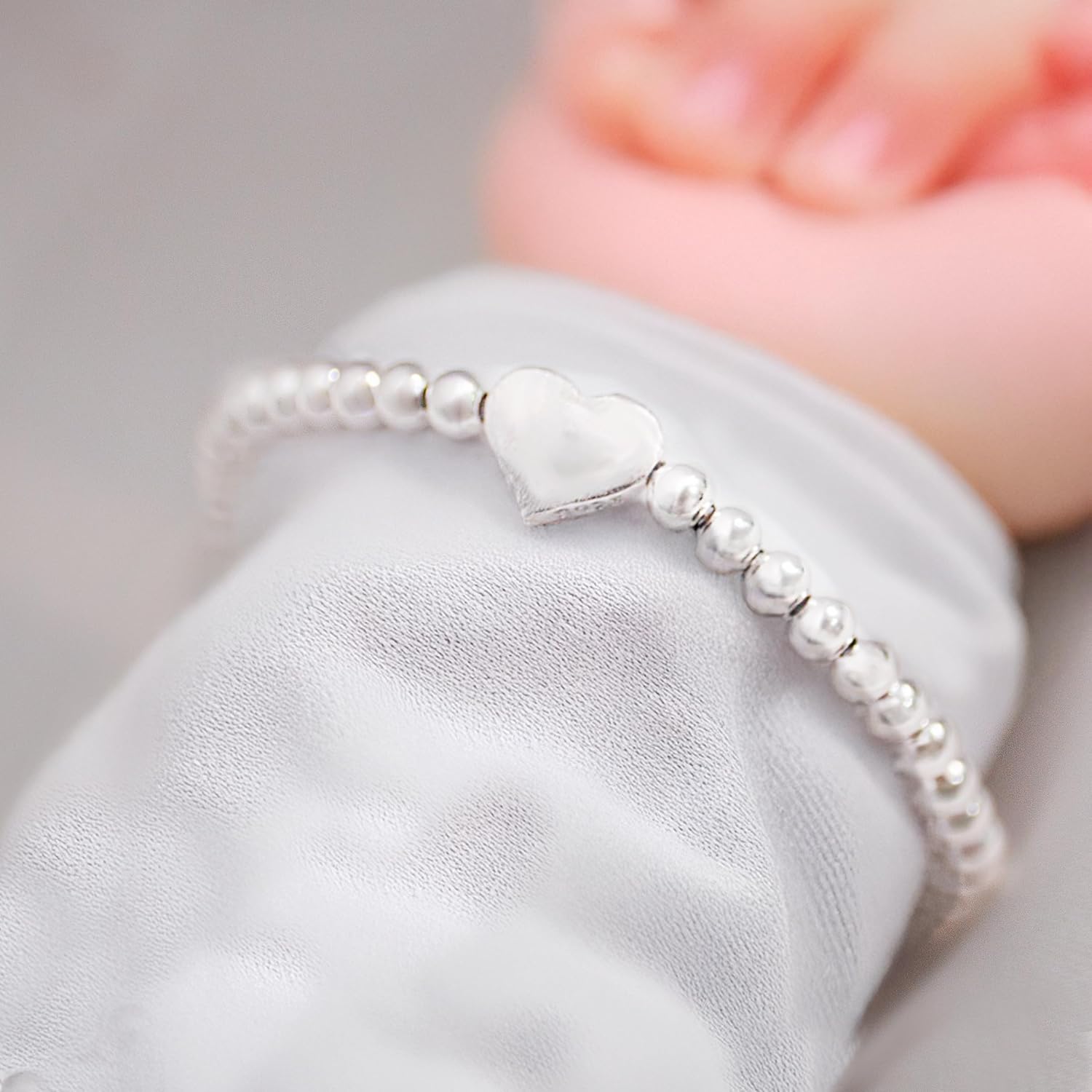 Baby Heart Bracelet 925 Sterling Silver Adjustable Infant Bracelet for Baby Girls Love Heart Charm Bead Bracelet Newborn to Toddler Elegant Keepsake Christening Gift - Image 4