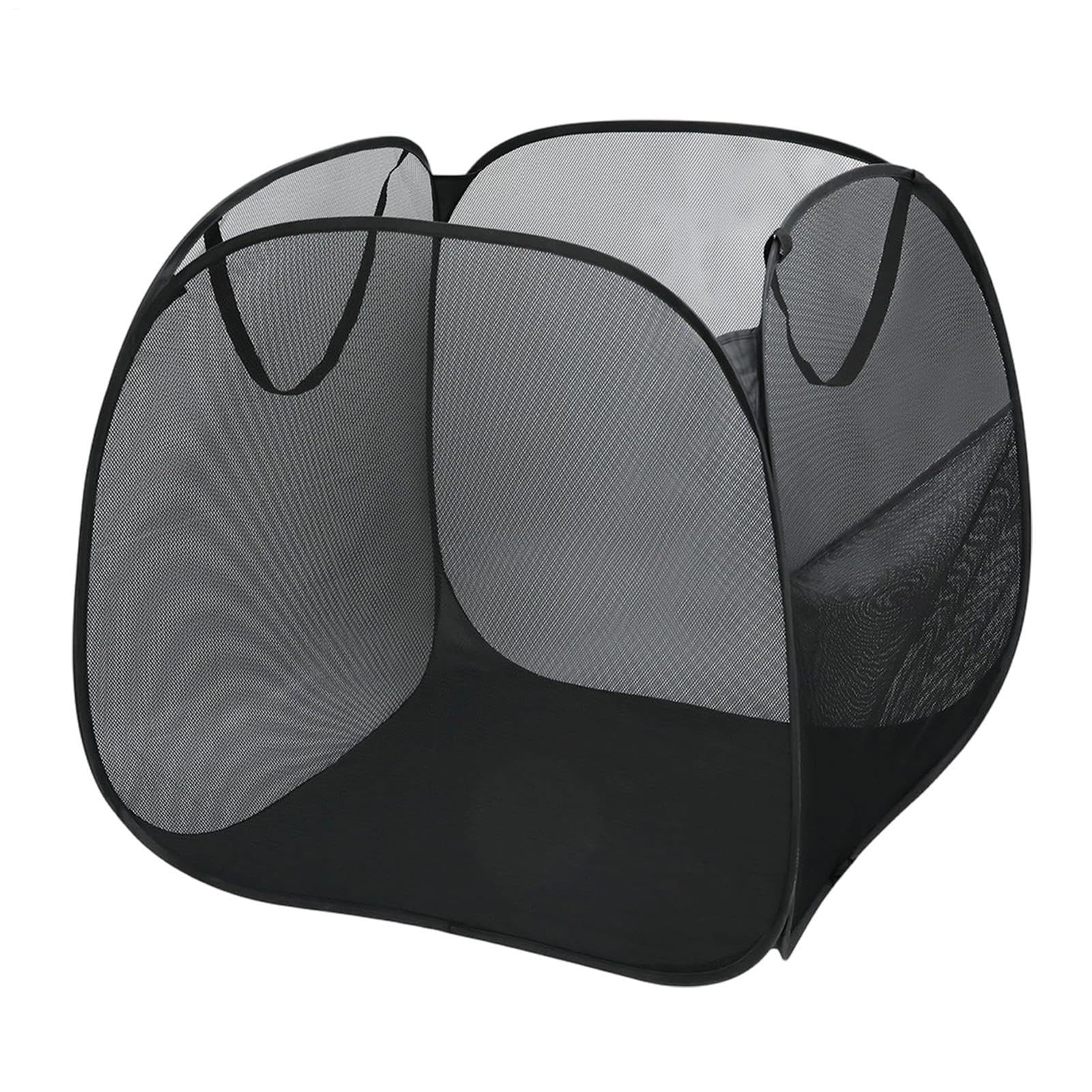 Boîte de rangement pour de piscine - Treillis en polyester - Cadre en acier - 90 x 90 x 80 cm - Organiseur de d'extérieur avec grande capacité et panier de rangement avec poignées