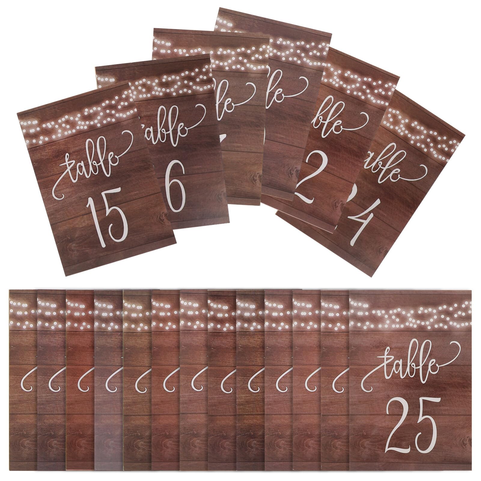 Numéros de Table Mariage en Bois Marron, Lot de 25 Pièces