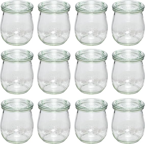 Weck Tulpenformgläser 220 ml 4er Karton (Gläser in Tulpenform optimal für Nachspeißen mit 60 mm RR-Deckel) 619 Durchsichtig