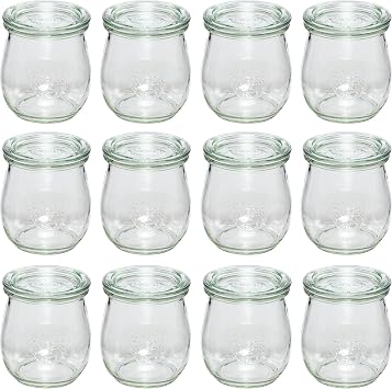 Weck Preserving jars with glass lids, capacity 220 ml, tulip shape, pack of 12.
