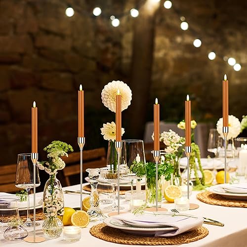 Miniatura 4 de CVHOMEDECO. Velas cónicas sin llama de cera real con control remoto de 10 teclas, velas LED parpadeantes con mecha 3D para ventana, decoración de