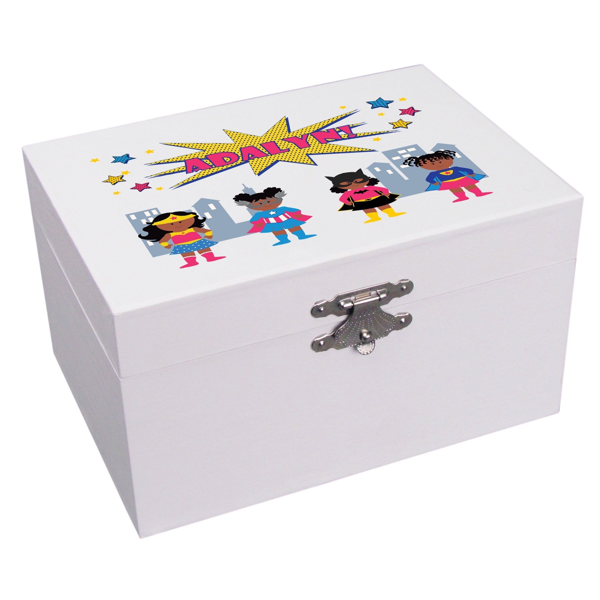 MyBambino Personalized Ballerina Musical Jewelry Box Girls Superhero African American