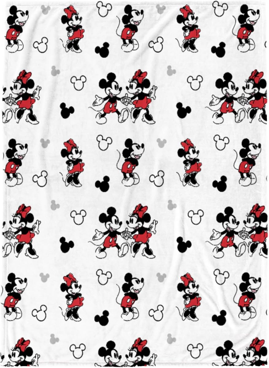 Jay Franco Manta de felpa para niños – Manta de forro polar suave y acogedora para decoración de dormitorio y sofá, producto oficial con licencia, blanco – Mickey & Minnie, 60 x 70 – Manta