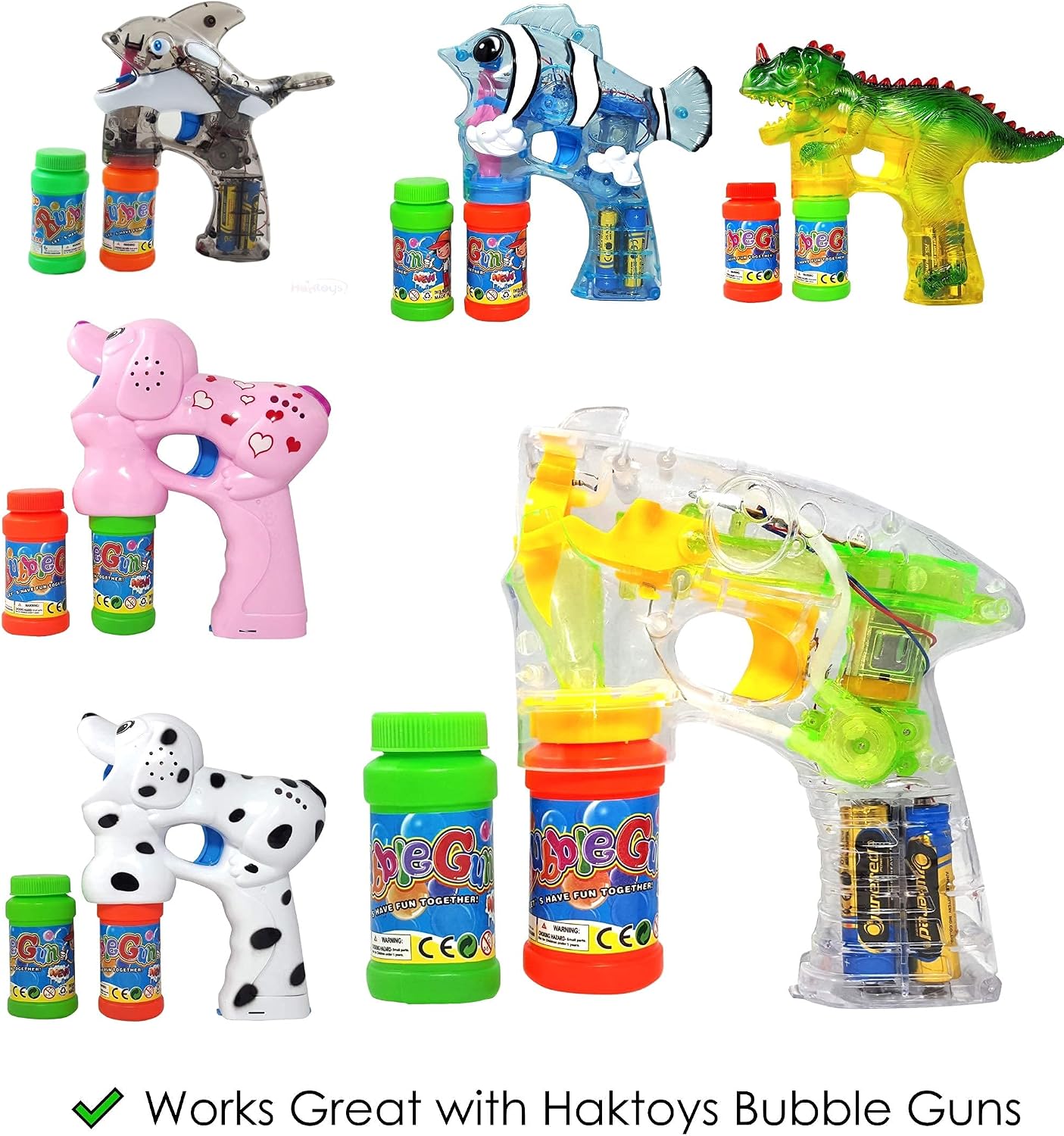 Bubble Gun Refill Solution Bottles (12 Pack of 2 oz Bottles) Compatible with Most Bubble Shooter Guns Safe and Non-Toxic, Wand Not Included, Colors May Vary