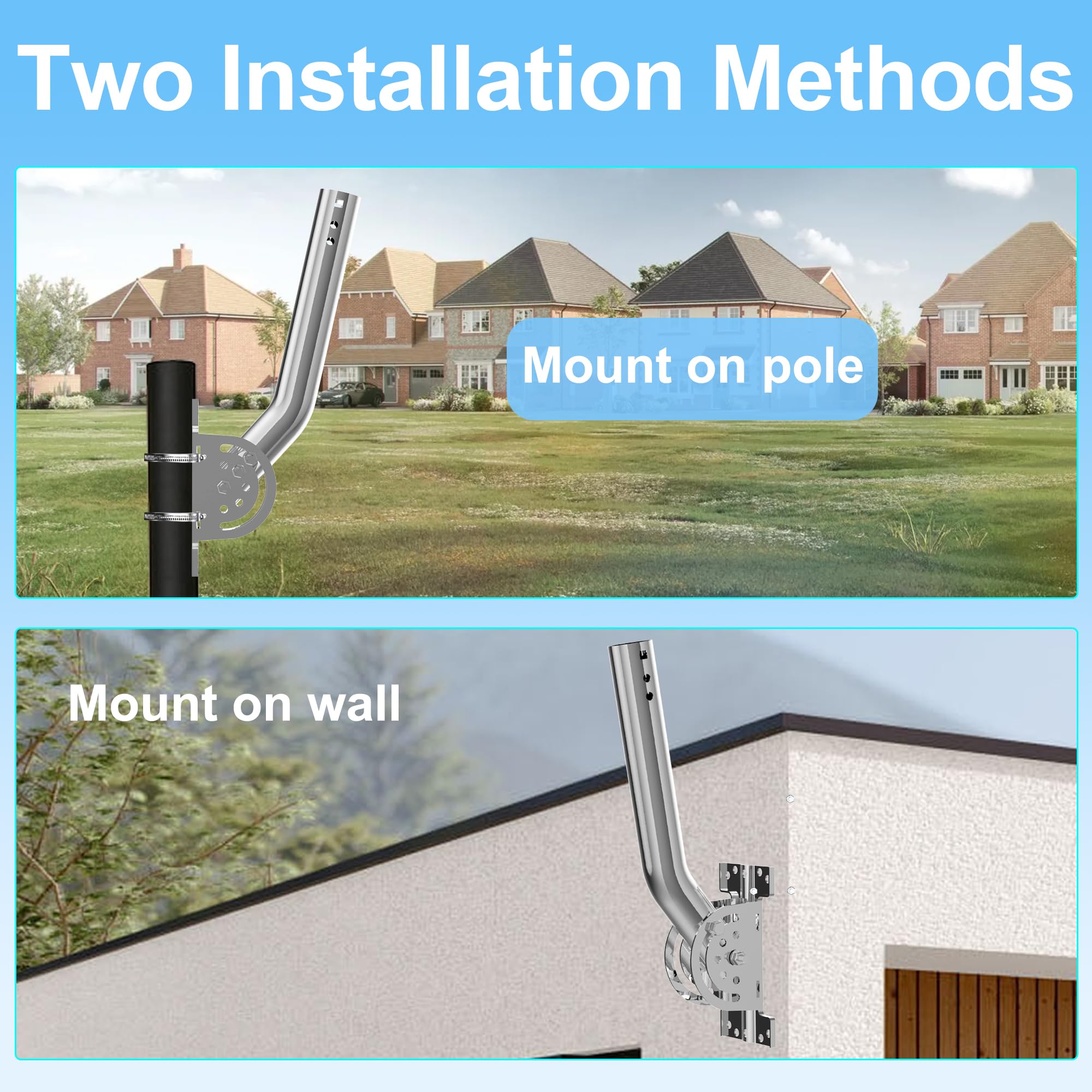 Universal Stainless Steel Antenna Mount with 2 UBolts, Weather Station Mounting Pole, 15