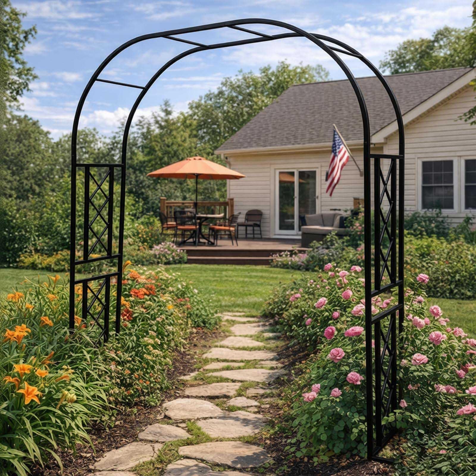Arche de jardin en métal robuste pour plantes grimpantes et pergolas