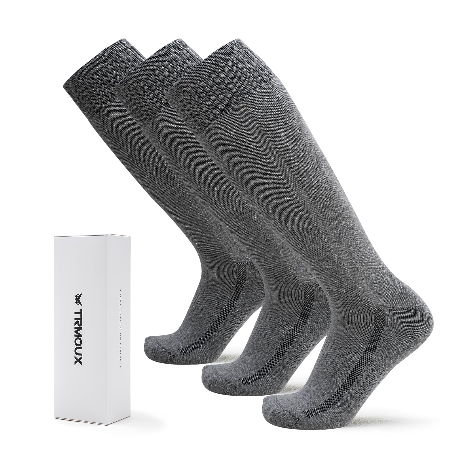 Men's Hiking Socks Military Green Shin Guard Hunting Boot Socks Over the Calf Socks for Men, 3-Pack