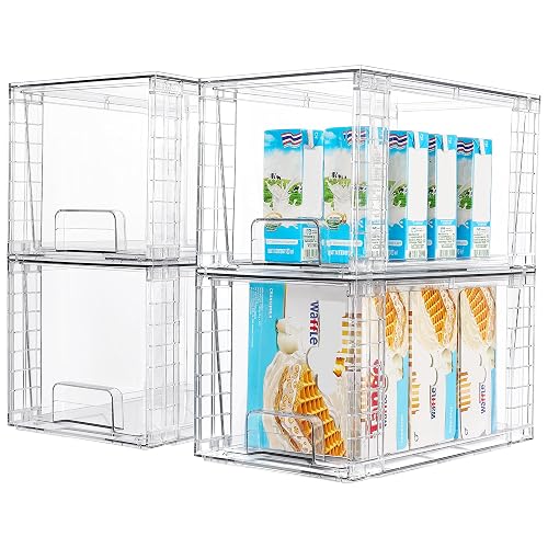 Vtopmart 4 Pack Stackable Clear Pantry Storage Drawers, Large