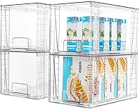 Vtopmart 4-Pack Large Clear Stackable Pantry Storage Drawers with Handles - Acrylic Organizers for Kitchen, Bathroom, Cabinet